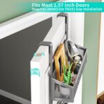 HapiRm Over The Door Hooks - Easy Installation Door Hanger with Basket and 16 Hooks, 304 Stainless Steel Storage Organizer for Towels, Coats, Bathroom, Kitchen, Dorm-Grey - Image 4