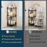 Consumest Corner Shower Caddy Stand - 3 Tier Shower Organizer with Soap Holder, Tall Floor Corner Shelves Standing with Adjustable Feet & 4 Hooks, Storage Rack for Bathroom Black - Image 4