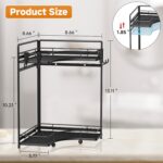 VITVITI 2-Tier Corner Bathroom Counter Organizer, Bathroom Countertop Organizer Storage for Sink, Metal Mesh Makeup Organizer for Vanity Countertop Kitchen with Hooks, Black - Image 3