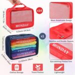15 Pcs Days of Week Packing Cubes Weekly organizer with Storage Bag School Clothes for Kids Summer Camp Family(Rainbow) - Image 4