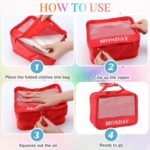 15 Pcs Days of Week Packing Cubes Weekly organizer with Storage Bag School Clothes for Kids Summer Camp Family(Rainbow) - Image 6