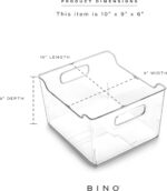 BINO | Plastic Storage Bins - 4 Pack | THE LODGE COLLECTION | Clear Storage | Containers for Organizing with Handles | Pantry Kitchen Organization | Fridge Organizer | Bathroom | Shelves Cabinet - Image 4