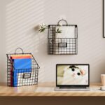 Hanging Wall File Holder Organizer Metal Wall Mount File Folders Holder Magazine Rack with Handles and Hooks , for Home Office, 4 Packs, Black (Patent Pending) - Image 4
