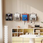 Hanging Wall File Holder Organizer Metal Wall Mount File Folders Holder Magazine Rack with Handles and Hooks , for Home Office, 4 Packs, Black (Patent Pending) - Image 5