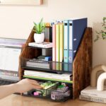 Wooden Desk Organizer - Mesh File Organizer with Drawers and Pen Holder - 4-Tier Vertical Paper Letter Storage Tray, Desktop Organizers and Accessories for Home Office - Image 3