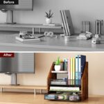 Wooden Desk Organizer - Mesh File Organizer with Drawers and Pen Holder - 4-Tier Vertical Paper Letter Storage Tray, Desktop Organizers and Accessories for Home Office - Image 6