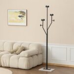 Heavy Duty Coat Rack Tree-shaped Metal Freestanding Coat Tree with Sturdy Marble Base Corner Coat Rack for Bedroom Entryway Hallway 14.96 x 10.24 x 68.9 Inches (Black) - Image 5