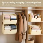 4-Tier Hanging Closet Organizer, Space-saving Wardrobe Storage Bins with Hooks, Foldable Fabric Hanging Shelves, Disassemblable Closet Organizer System for Bedroom, Dorm, RV - Image 3