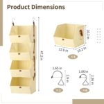 4-Tier Hanging Closet Organizer, Space-saving Wardrobe Storage Bins with Hooks, Foldable Fabric Hanging Shelves, Disassemblable Closet Organizer System for Bedroom, Dorm, RV - Image 4