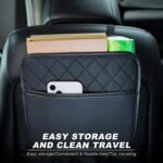Car Seat Back Organizer, Large Capacity Foldable Car Seat Back Hanging Bag with 3 Extra Pockets, Waterproof Leather Auto Seats Storage Organizer, Car Travel Essentials Accessories (Black) - Image 7
