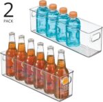 mDesign Plastic Kitchen Organizer - Storage Holder Bin with Handles for Pantry, Cupboard, Cabinet, Fridge/Freezer, Shelves, and Counter - Holds Canned Food, Snacks - 2 Pack - Clear - Image 3