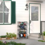 PUSDON Stackable Metal Storage Carts, Dual Use Shelf for Kitchen Fruit Vegetable Baskets with Wheels, Storage Rack for Living Room, Home & Office, Standard Black 4 Tiers - Image 3