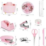 Desk Organizers and Accessories Set with 360-Degree Rotating Pen Holder, Tape Dispenser, Stapler, Staple Remover, 1000 Staples, Tape, Clips Set, Ruler, Scissor, Pen - Image 3