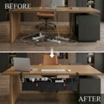 Under Desk Cable Management,No Drill 36",cord organizer,with Silicone Pads (No Scratch!)16 Cable Ties,Washable PE Honeycomb Base,Clamp/Screw Mount-Fits Any Desk 0-2.1",No Stinky Cardboard! Black - Image 3