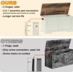 31.5" Storage Chest, Wooden Storage Bench, Lift Top Toy Chest with 2 Safety Hinges, Large Toy Box, Entryway Shoes Bench for Living Room, Bedroom, Brown and Rustic White - Image 4