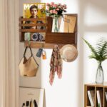 Key Holder Wall Mount, Mail Organizer with Key Hooks, Solid Wood Mail Holder with Hook Rustic Home Decor for Command Center Entryway Mudroom Hallway Doorway - Image 3