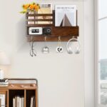 Key Holder Wall Mount, Mail Organizer with Key Hooks, Solid Wood Mail Holder with Hook Rustic Home Decor for Command Center Entryway Mudroom Hallway Doorway - Image 4
