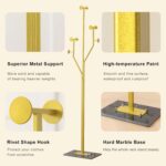 Heavy Duty Coat Rack Tree-shaped Metal Freestanding Coat Tree with Sturdy Marble Base Corner Coat Rack for Bedroom Entryway Hallway 14.96 x 10.24 x 68.9 Inches (Gold) - Image 5