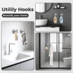 Shower Hooks for Inside Shower,No-Drill Removable&Reusable Towel Hooks for Bathroom,Heavy Duty Suction Cup Hooks for Glass Window,4 Packs(Silver) - Image 5