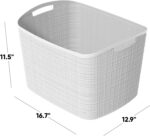 Curver Set of 2 XL 30.5L Jute Decorative Plastic Organization and Storage Baskets - Perfect Bins for Home Office, Closet Shelves, Kitchen Pantry and All Bedroom Essentials, White - Image 3