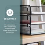 Safco Onyx Desk Organizer, 3 Trays, Office and Classroom Mailbox, Paper and Mail Sorter, Steel Mesh, Black - Image 3