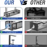 Under Desk Cable Management Tray, GZOKMOG 15.75" No Drill Cable Management Under Desk, Heavy Duty Metal Cord Organizer, Home Office Wire Management for Standing/Gaming Desk, 1 Pack Black - Image 3