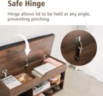 Apicizon 39 Inches Storage Bench with Padded Cushion, Shoe Bench with Storage Space, Upholstered Entryway Bench for Living Room, 2-Tier Shoe Rack Organizer, Brown - Image 6