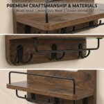 Key Holder for Wall with Shelf - 5.1" Deep Large Mail Organizer Wall Mount with 3 Heavy-Duty Dual Hooks & Safety Guardrail - Rustic Wood Wall Shelf for Entryway, Kitchen, Office - Image 6