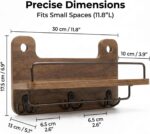 Key Holder for Wall with Shelf - 5.1" Deep Large Mail Organizer Wall Mount with 3 Heavy-Duty Dual Hooks & Safety Guardrail - Rustic Wood Wall Shelf for Entryway, Kitchen, Office - Image 7