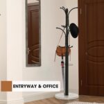 Coat Rack Freestanding,12 Hooks Coat Racks with Natural Marble Base & Umbrella Holder,Easy Assembly Coat Rack Stand for Hanging Scarf,Purse,Hats,Jacket(Black) - Image 6
