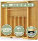 Purawood Bamboo Drawer Organizer - Expandable Silverware Organizer & Utensil Drawer Organizer, Cutlery Tray with Dividers, 7-9 Slots- Kitchen Organizer for Utensils & Flatware (Natural) - Image 3