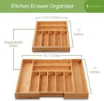 Purawood Bamboo Drawer Organizer - Expandable Silverware Organizer & Utensil Drawer Organizer, Cutlery Tray with Dividers, 7-9 Slots- Kitchen Organizer for Utensils & Flatware (Natural) - Image 4