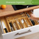 Purawood Bamboo Drawer Organizer - Expandable Silverware Organizer & Utensil Drawer Organizer, Cutlery Tray with Dividers, 7-9 Slots- Kitchen Organizer for Utensils & Flatware (Natural) - Image 6