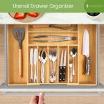 Purawood Bamboo Drawer Organizer - Expandable Silverware Organizer & Utensil Drawer Organizer, Cutlery Tray with Dividers, 7-9 Slots- Kitchen Organizer for Utensils & Flatware (Natural) - Image 7