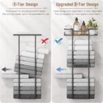Towel Racks for Bathroom Wall Mounted with Shelf, 31.5" Large Towel Holder for Bathroom Wall, Black Towel Storage for Rolled Towels, Space Saving Organizer for Small Bathroom, RV & Apartment - Image 4