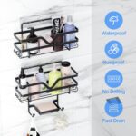 Shower Caddy 3 Pack - Shower Organizer Shelves Rack Rustproof No Drill Self Adhesive Shower Caddies with Soap Dish & Side Hooks for Bathroom Kitchen Storage, Black - Image 5
