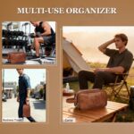 Travel Toiletry Bag for Men,Mens Shaving Bags for Toiletries,Men's Toiletry Travel Bag PU Leather,Personalized Travel Essentials,Birthday Gifts For Men,Brown- M - Image 5