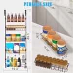 Black Over the Door Pantry Organizer 5 Tier, Adjustable Basket Pantry Door Organizer and Storage, Heavy Duty Metal Kitchen Hanging Spice Rack (D5xW19xH50 Inches) - Image 3
