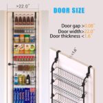 Black Over the Door Pantry Organizer 5 Tier, Adjustable Basket Pantry Door Organizer and Storage, Heavy Duty Metal Kitchen Hanging Spice Rack (D5xW19xH50 Inches) - Image 4