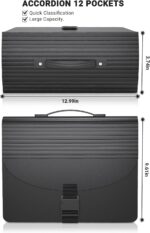 Expanding File Folders,Accordion File Organizer with Handle,13 Pockets Expandable Filing Folders,Tabs Included in Filing Box,Adjustable Strap,Bill Documents Organizer,A4/Letter Size - Image 3