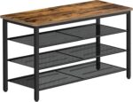 Shoe Bench, 4-Tier Shoe Rack 31.5”, Storage Entry Bench with Mesh Shelves Wood Seat, for Entryway, Hallway, Living Room, Stable Metal Frame and Easy Assembly, Rustic Brown SB01BB016 - Image 9