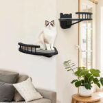 Cat Wall Shelves Furniture Set with Scratching Pad，Wooden Cat Climbing Wall Systems with 2 Perches and 3 Steps, Floating Shelves Bed Wall Mounted for Indoor Fit Up to 15Lbs (Black) - Image 6