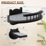 Cat Wall Shelves Furniture Set with Scratching Pad，Wooden Cat Climbing Wall Systems with 2 Perches and 3 Steps, Floating Shelves Bed Wall Mounted for Indoor Fit Up to 15Lbs (Black) - Image 9