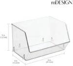 mDesign Plastic Open Front Food Storage Bin for Kitchen Cabinet, Pantry, Shelf, Fridge/Freezer - Organizer for Fruit, Potatoes, Onions, Drinks, Snacks, Pasta - 5" Tall - 4 Pack - Clear - Image 4