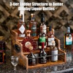 KLM Liquor Bottle Display Shelf, Coffee Syrup Rack Organizer, 3 Step Countertop Liquor Wine Rack, mini bar,liquor cabinet, Home Retro Bar Shelf Stand for Liquor Whiskey, Spirits - Image 4
