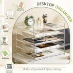 KKU 5 Tier Clear Acrylic Desk Organizer, Letter Tray Paper File Desk Organizer and Accessories For Office Supplies - Image 6