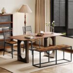 HOOBRO Dining Bench, 47.2 Inch Dining Table Bench, Industrial Style Kitchen Bench, Steel Frame, Easy to Assemble, for Kitchen, Dining Room, Rustic Brown and Black BF12CD01 - Image 3