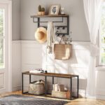 HOOBRO Dining Bench, 47.2 Inch Dining Table Bench, Industrial Style Kitchen Bench, Steel Frame, Easy to Assemble, for Kitchen, Dining Room, Rustic Brown and Black BF12CD01 - Image 5