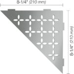 Schluter Triangular Corner Shelf for Tiled Walls - Floral Design, Stainless Steel Material, Brushed Stainless Steel Finish, 3/32" Thick Anchoring Tabs - SES1D5EB - Image 3