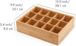 GOBAM Bamboo Closet Drawer Divider - Storage Organizer with 15 Compartments, Drawer Organizer, Storage Box for Belts, Ties, Bras, Briefs, Socks & Jewelry - Natural - Image 3